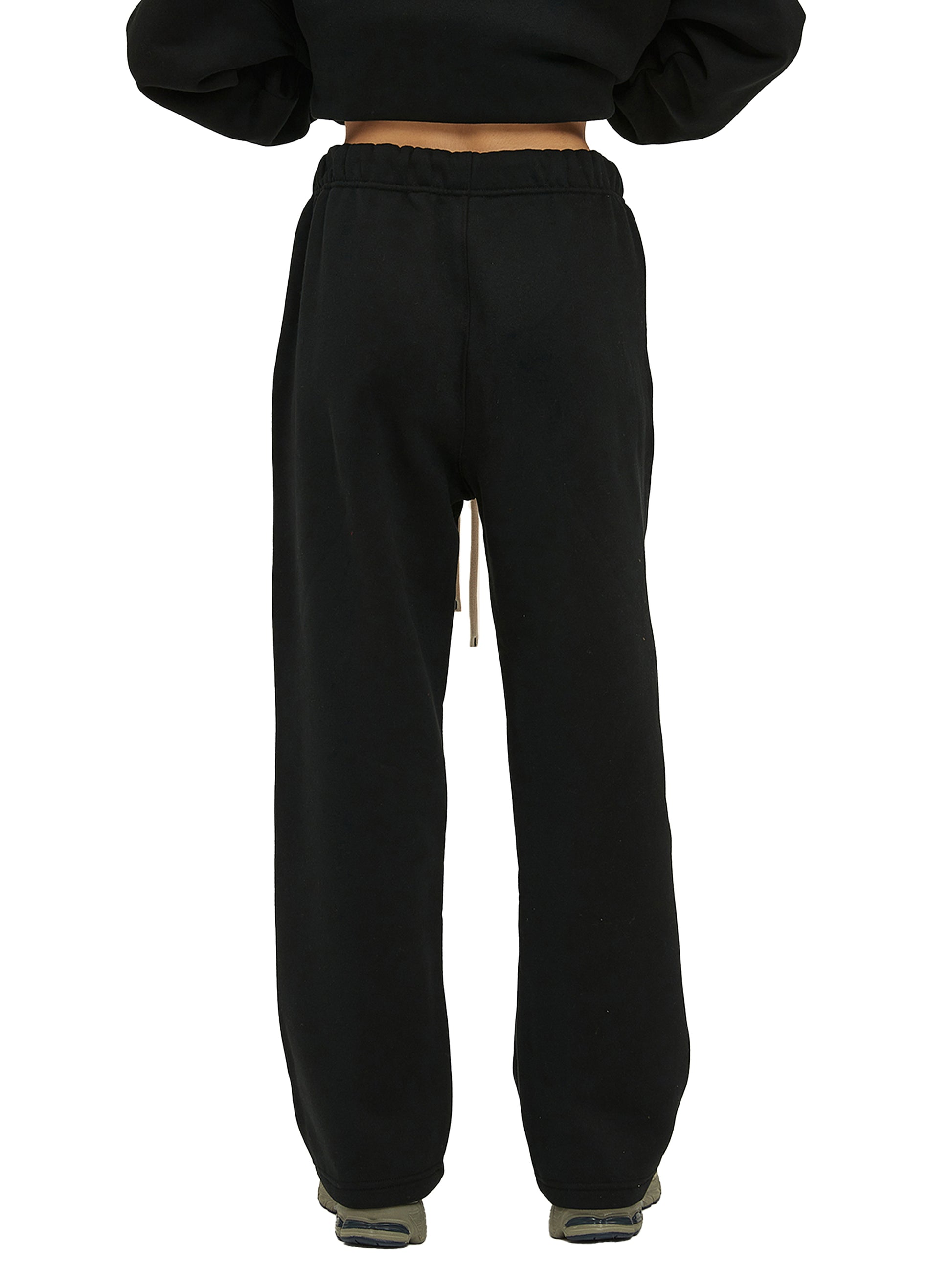 Streetwear Unisex Solid Color Fleece Straight Leg Pants
